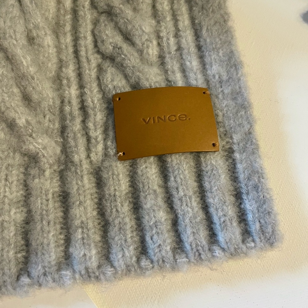 Vince. Gray Cable Knit Merino Wool Blend Womens Oversized Scarf Brand New